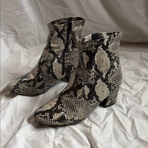 Snakeskin Faux Ankle Boots